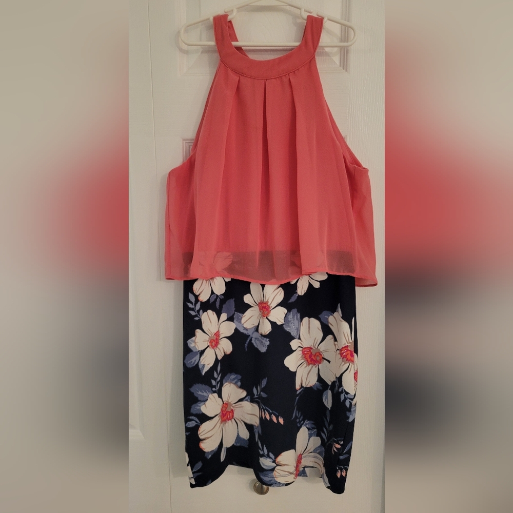 Pink Halter Top with Floral Skirt